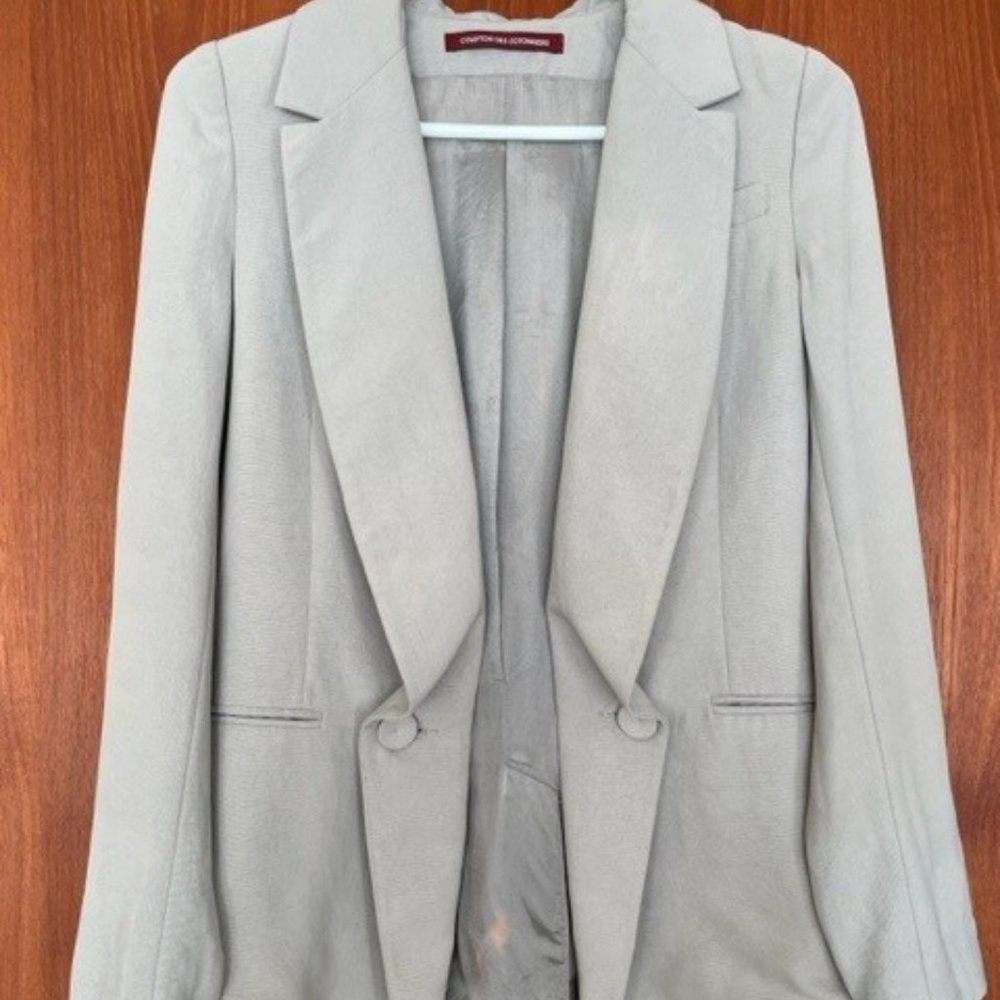 Light Grey DESIGNER BLAZER Unique Lapel Details COMPTOIR DES COTONNIERS